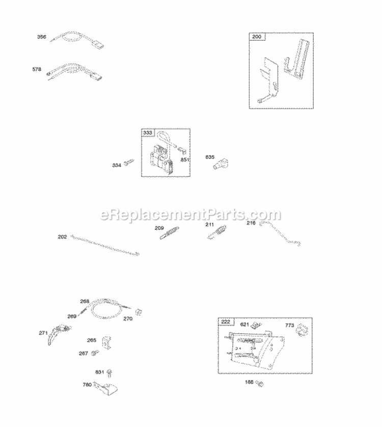 Controls Governor Spring Ignition Diagram and Parts List for 097302-0109-F1  Briggs and Stratton Engine